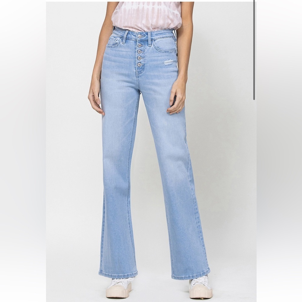 VERVET HIGH RISE 90S VINTAGE LIGHT WASH BUTTON FLY JEANS SIZE 31